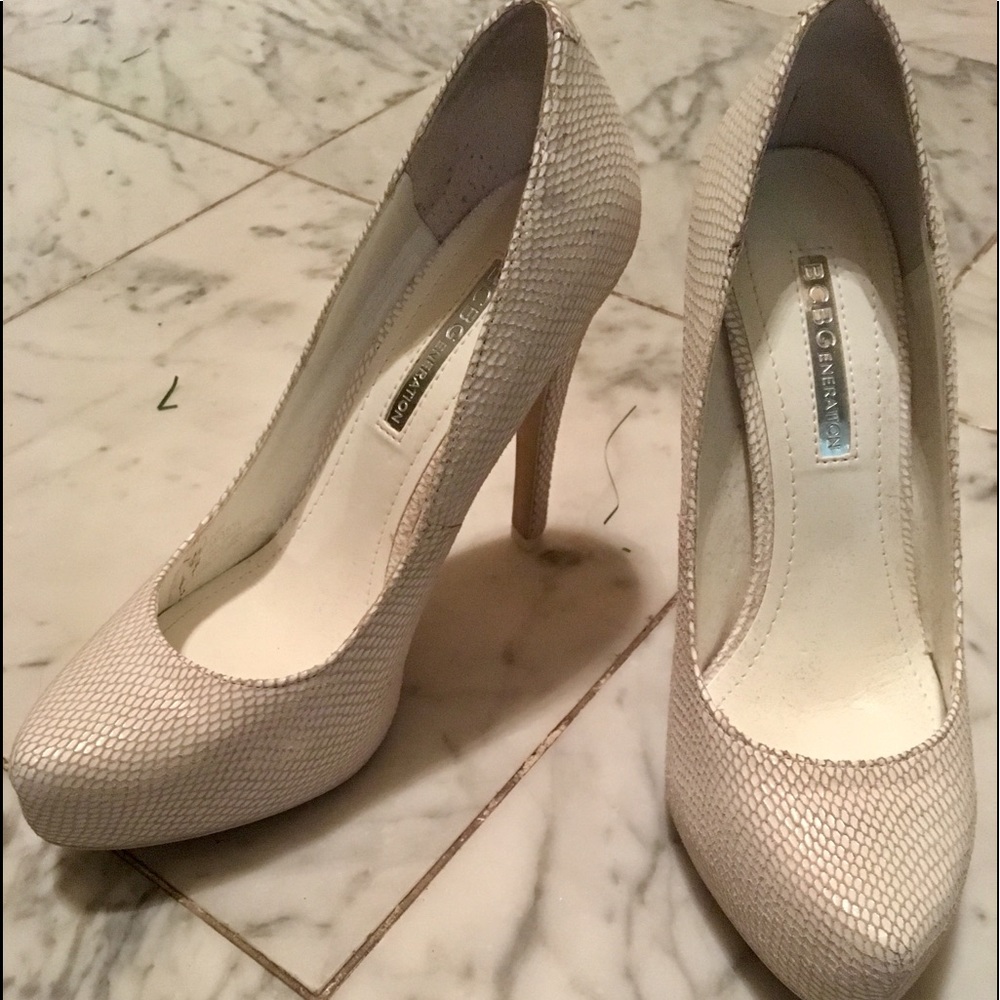 White fishnet BCBGeneration heels